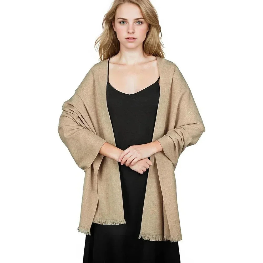 Swat Pany Scarf Winter Pashmina  Shawls For Women Wedding Shawls - Light Camel